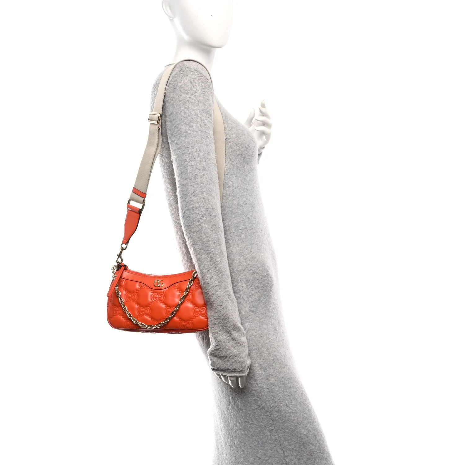 Calfskin GG Matelasse Chain Handbag Deep Orange Natural - Image 2