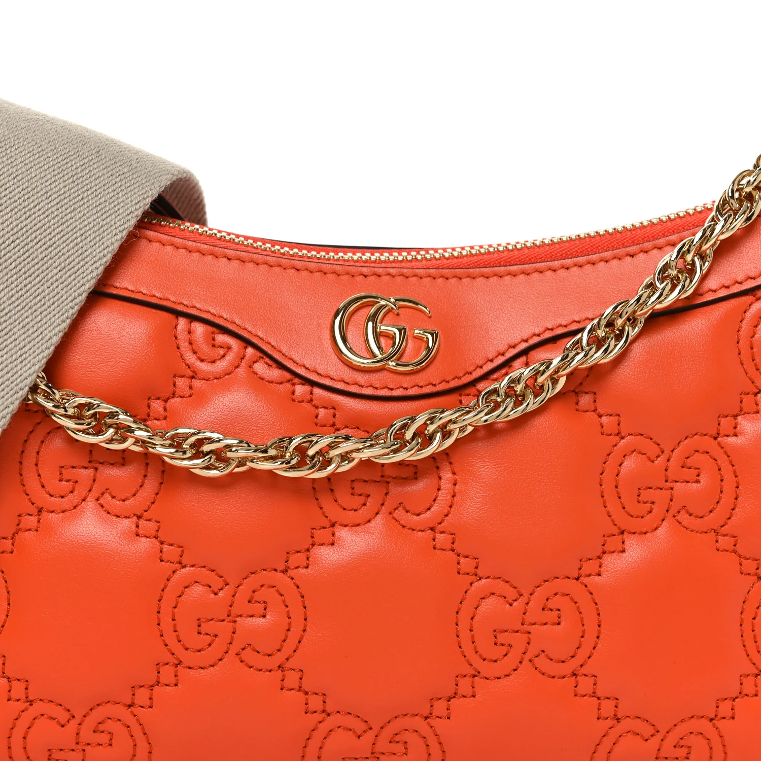 Calfskin GG Matelasse Chain Handbag Deep Orange Natural - Image 8