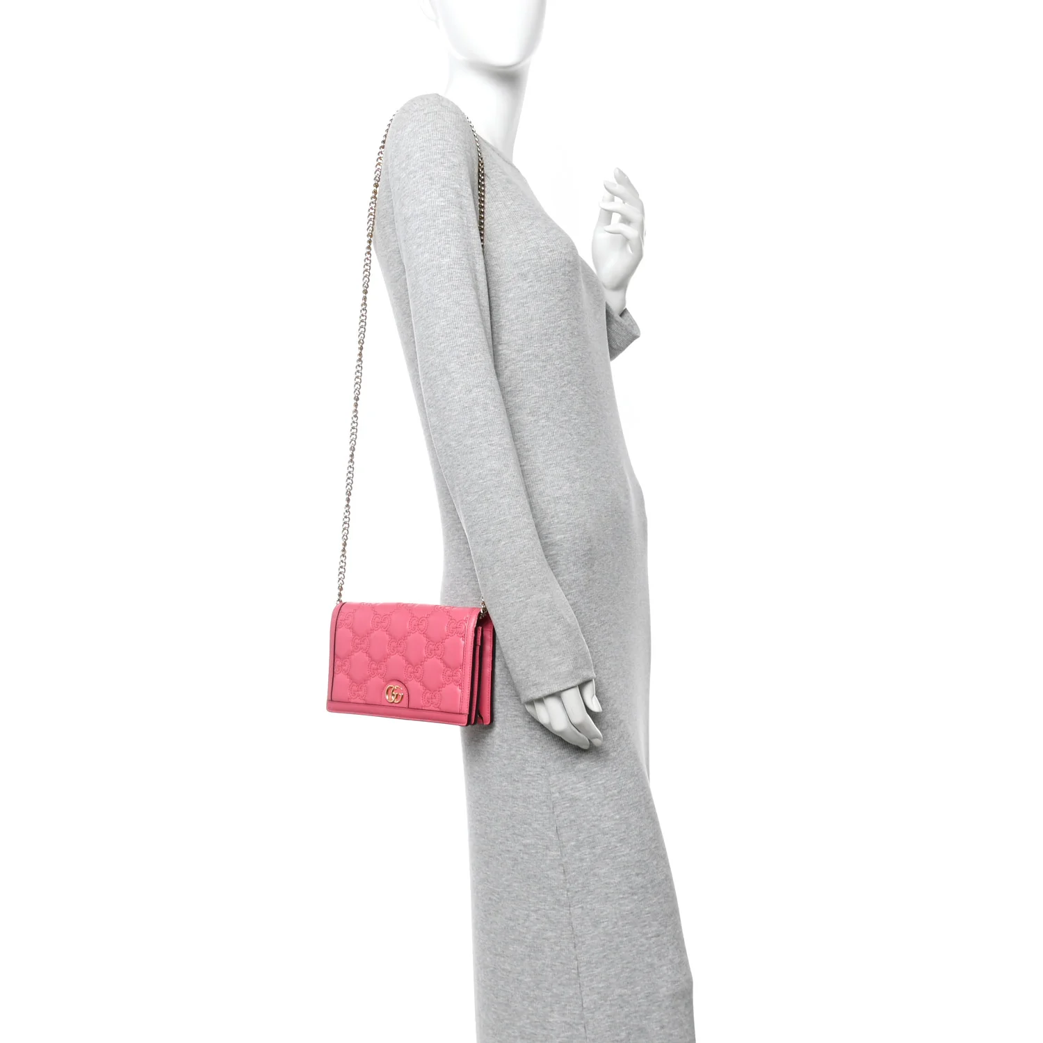 Calfskin GG Matelasse Chain Wallet Rhodamine Pink - Image 2