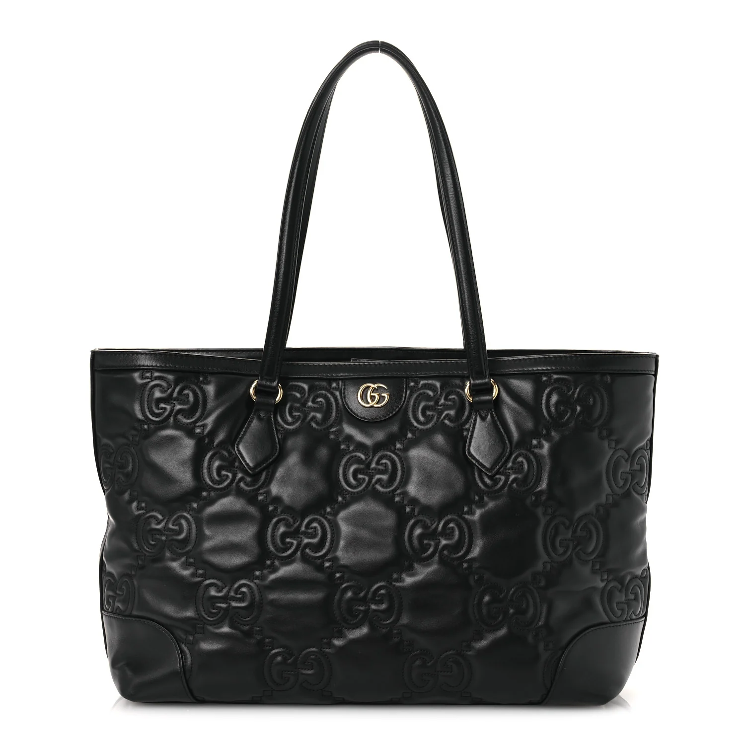 Calfskin GG Matelasse Medium Ophidia Shopping Tote Black