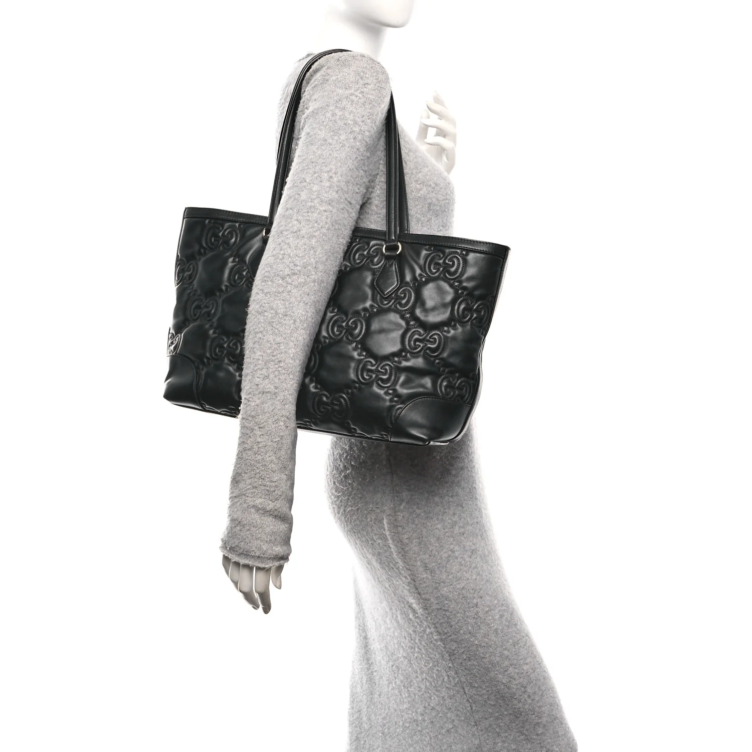 Calfskin GG Matelasse Medium Ophidia Shopping Tote Black - Image 2