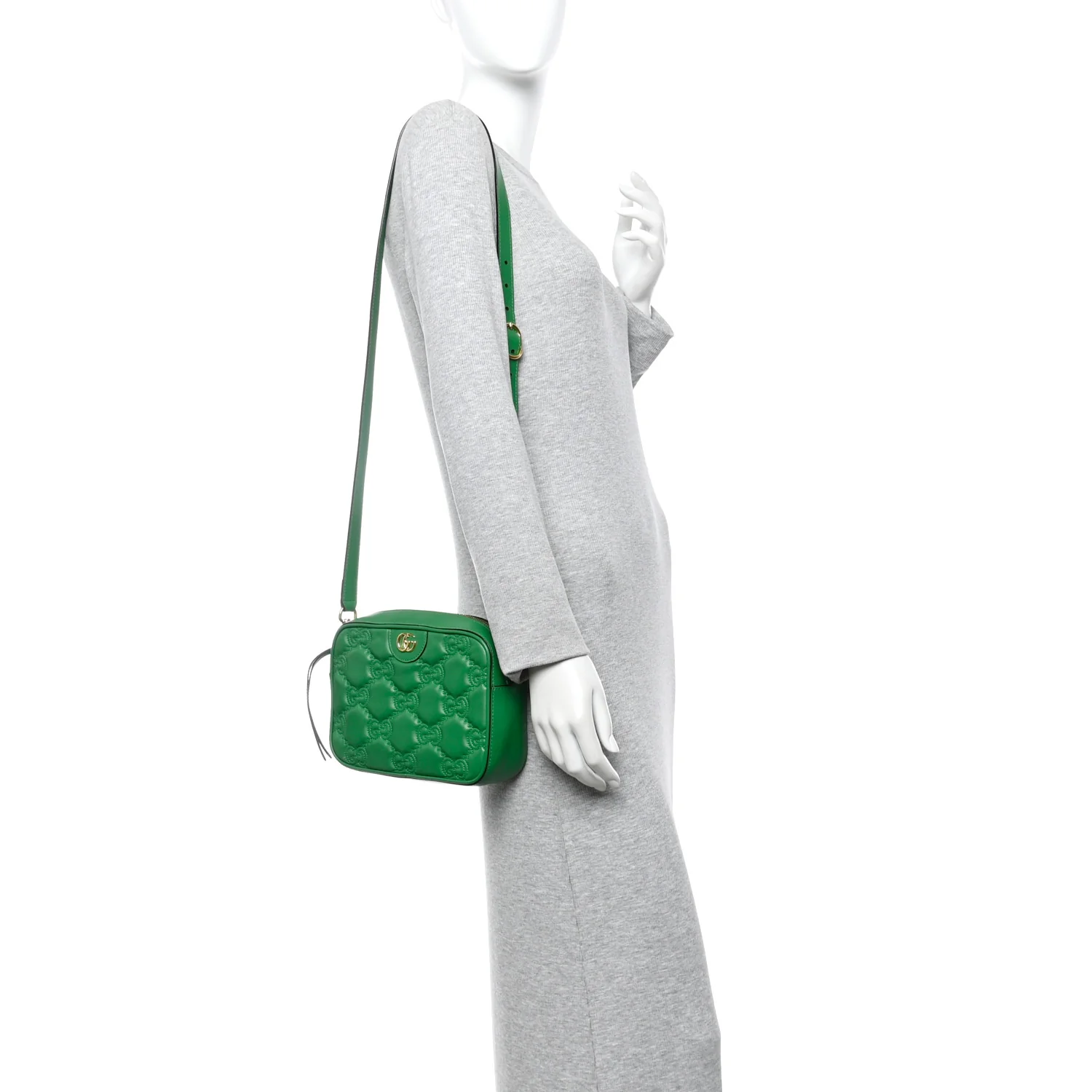 Calfskin GG Matelasse Shoulder Bag Spring Green Natural - Image 3