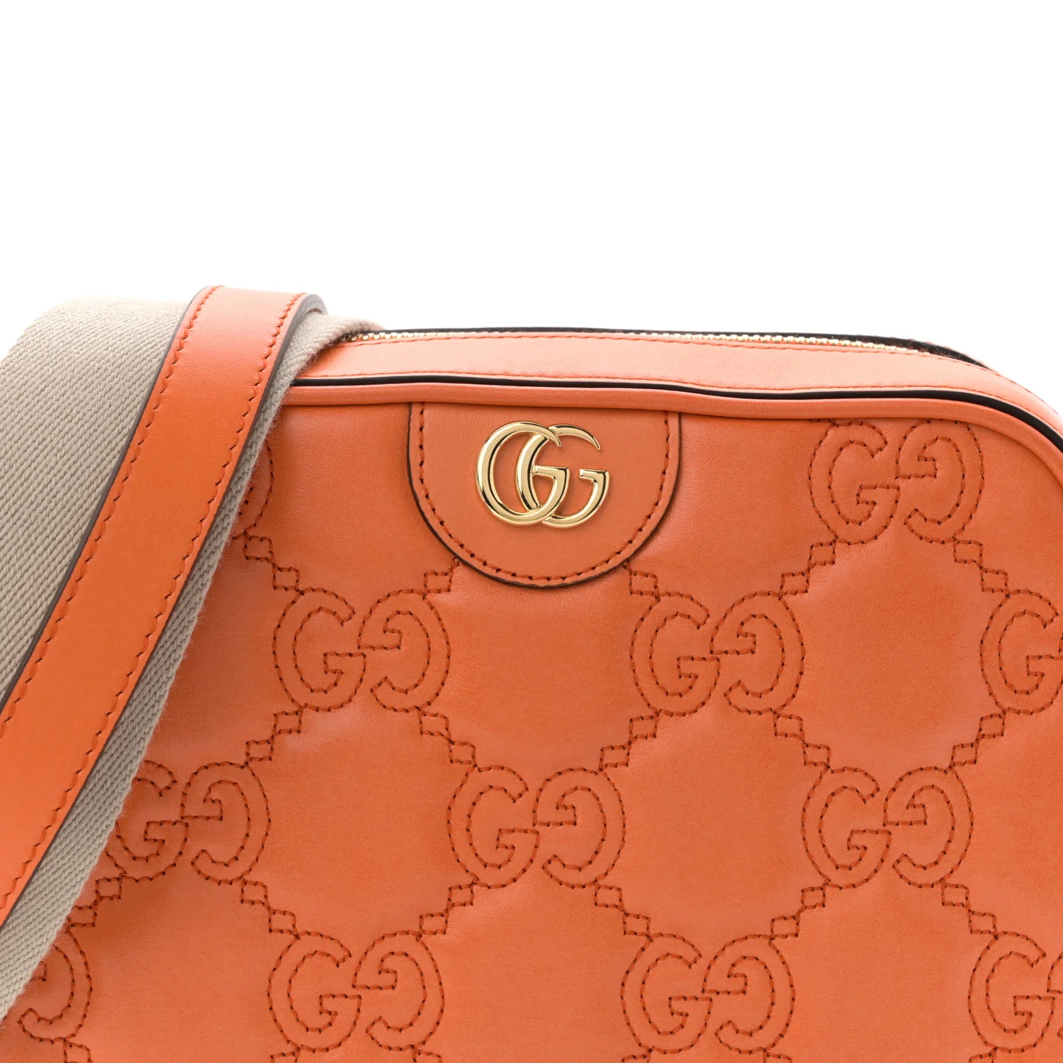 Calfskin GG Matelasse Shoulder Bag Spring Orange Natural - Image 8