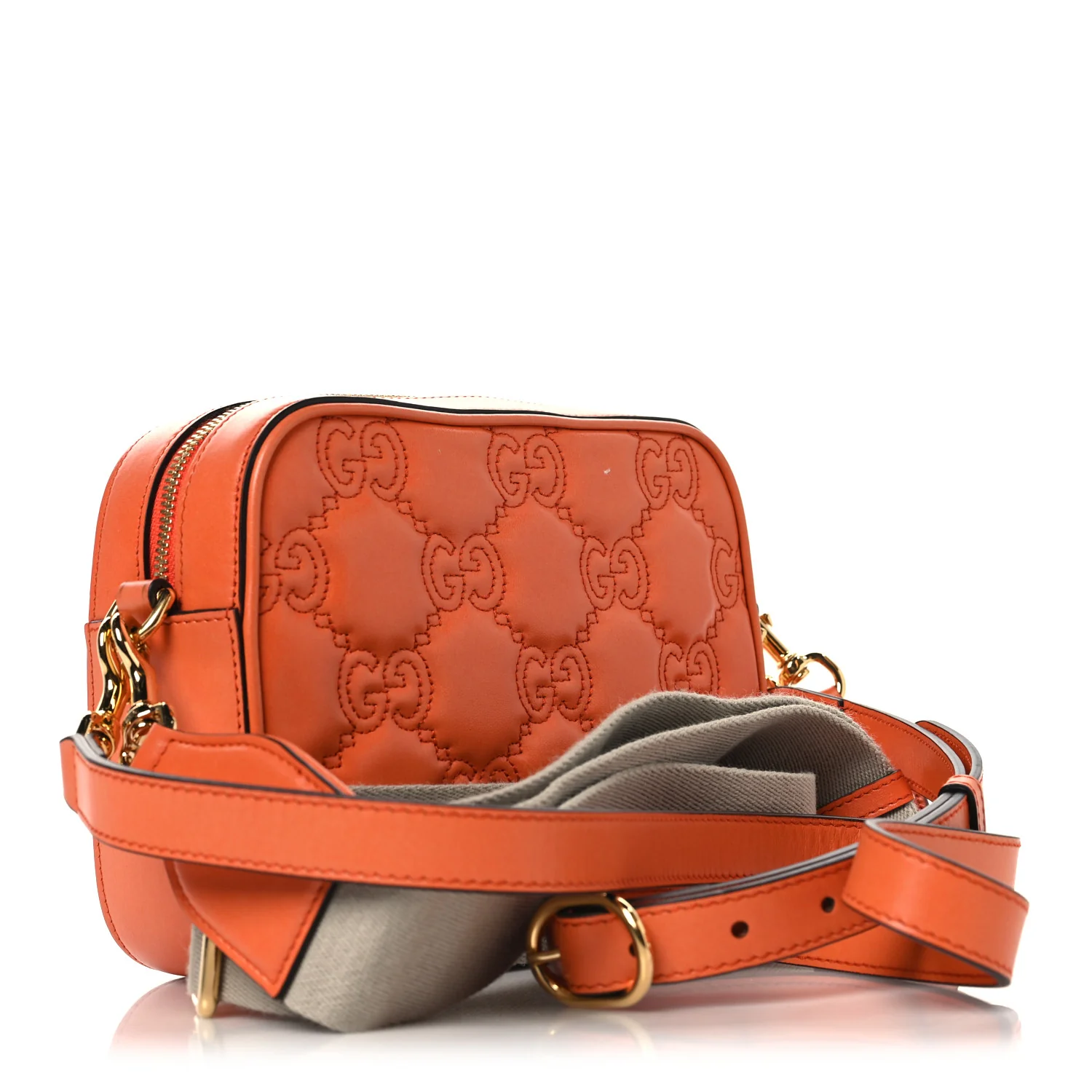 Calfskin GG Matelasse Shoulder Bag Spring Orange Natural - Image 3