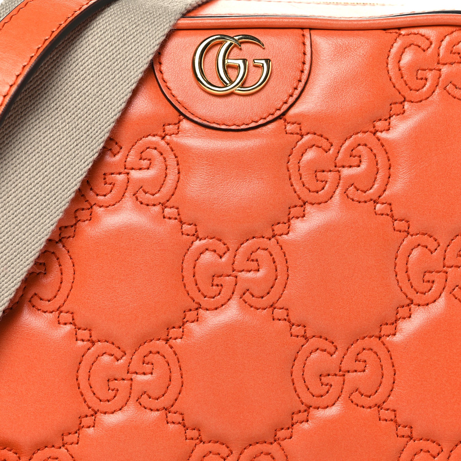 Calfskin GG Matelasse Shoulder Bag Spring Orange Natural - Image 8