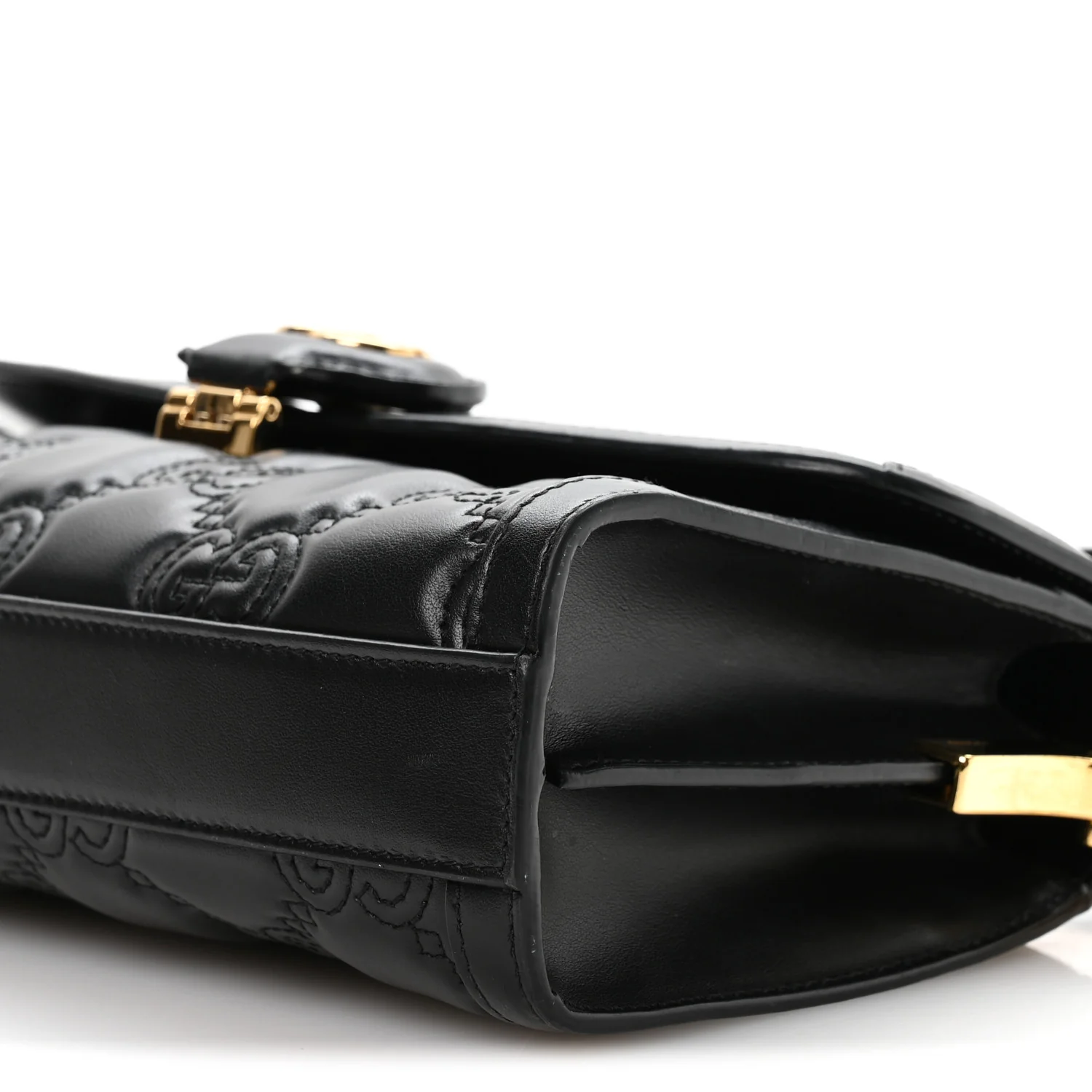 Calfskin GG Matelasse Small Flap Shoulder Bag Black Natural - Image 10
