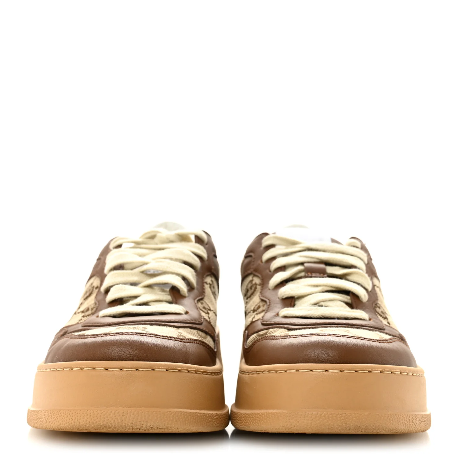 Calfskin GG Monogram Womens Platform 55mm Sneakers 38.5 Hezelnut Beige Ebony Mystic White - Image 3