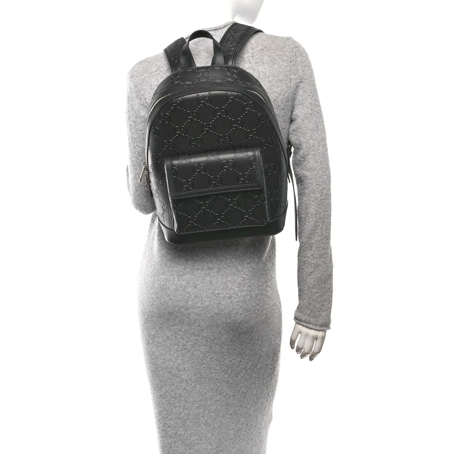 Calfskin GG Tennis Embossed Backpack Black - Image 2