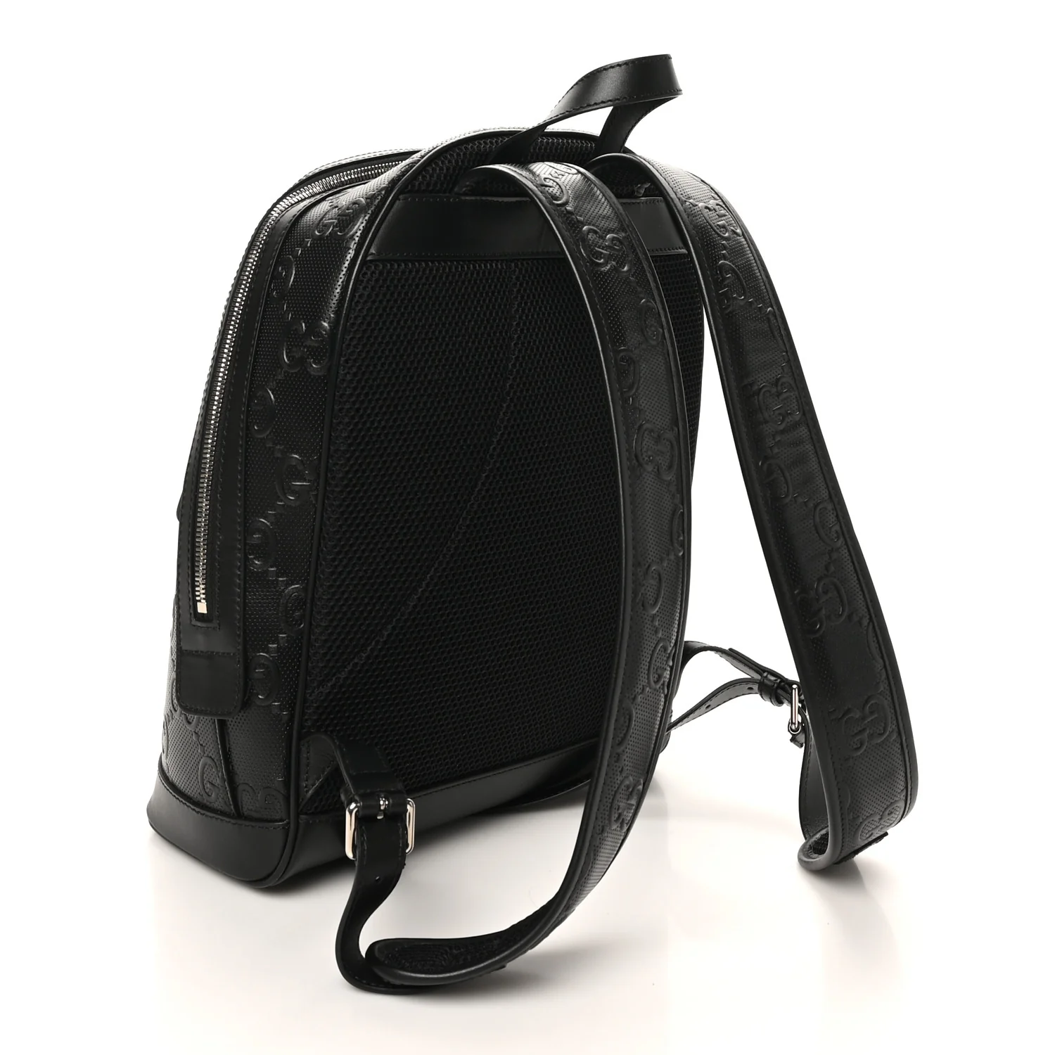 Calfskin GG Tennis Embossed Backpack Black - Image 3