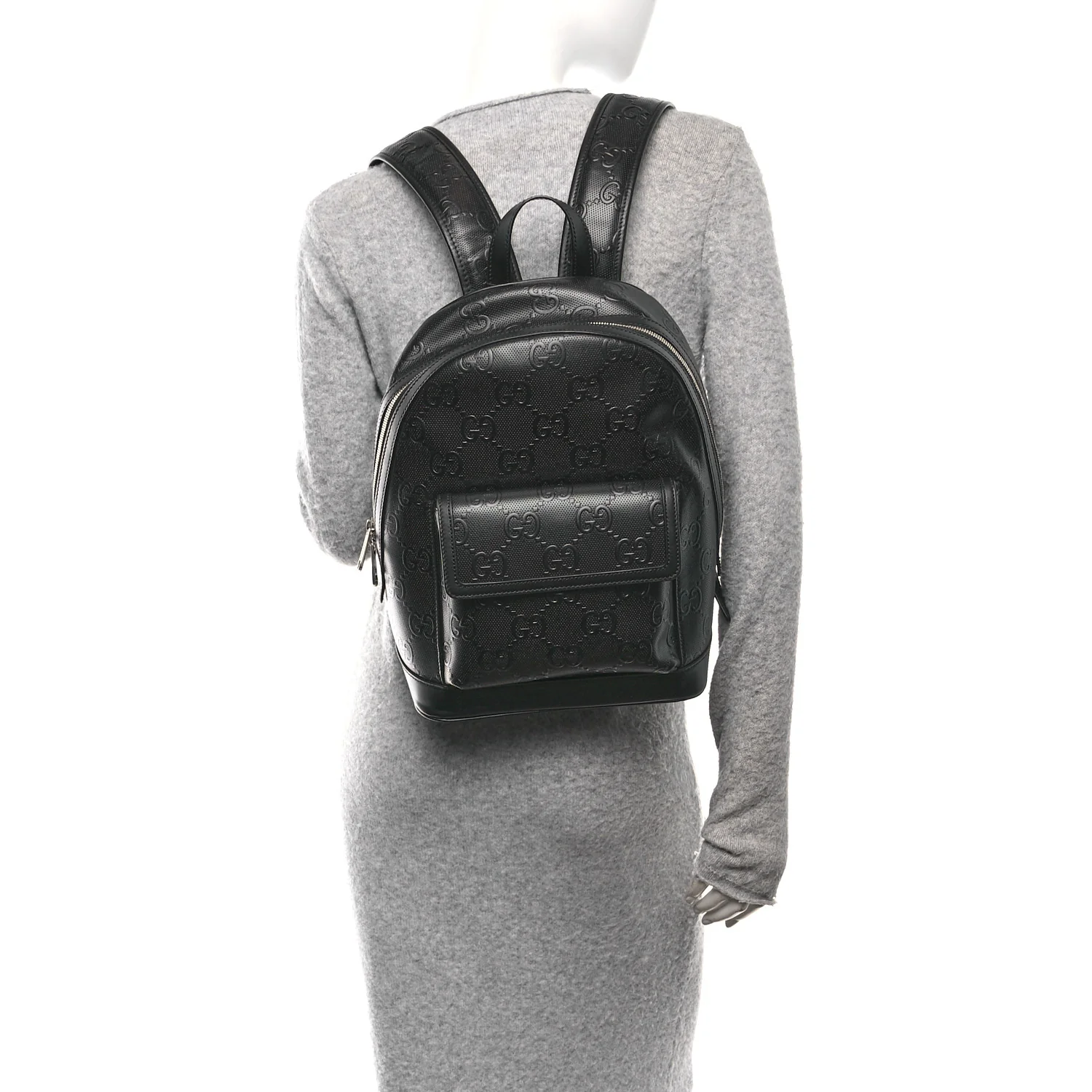 Calfskin GG Tennis Embossed Backpack Black - Image 2