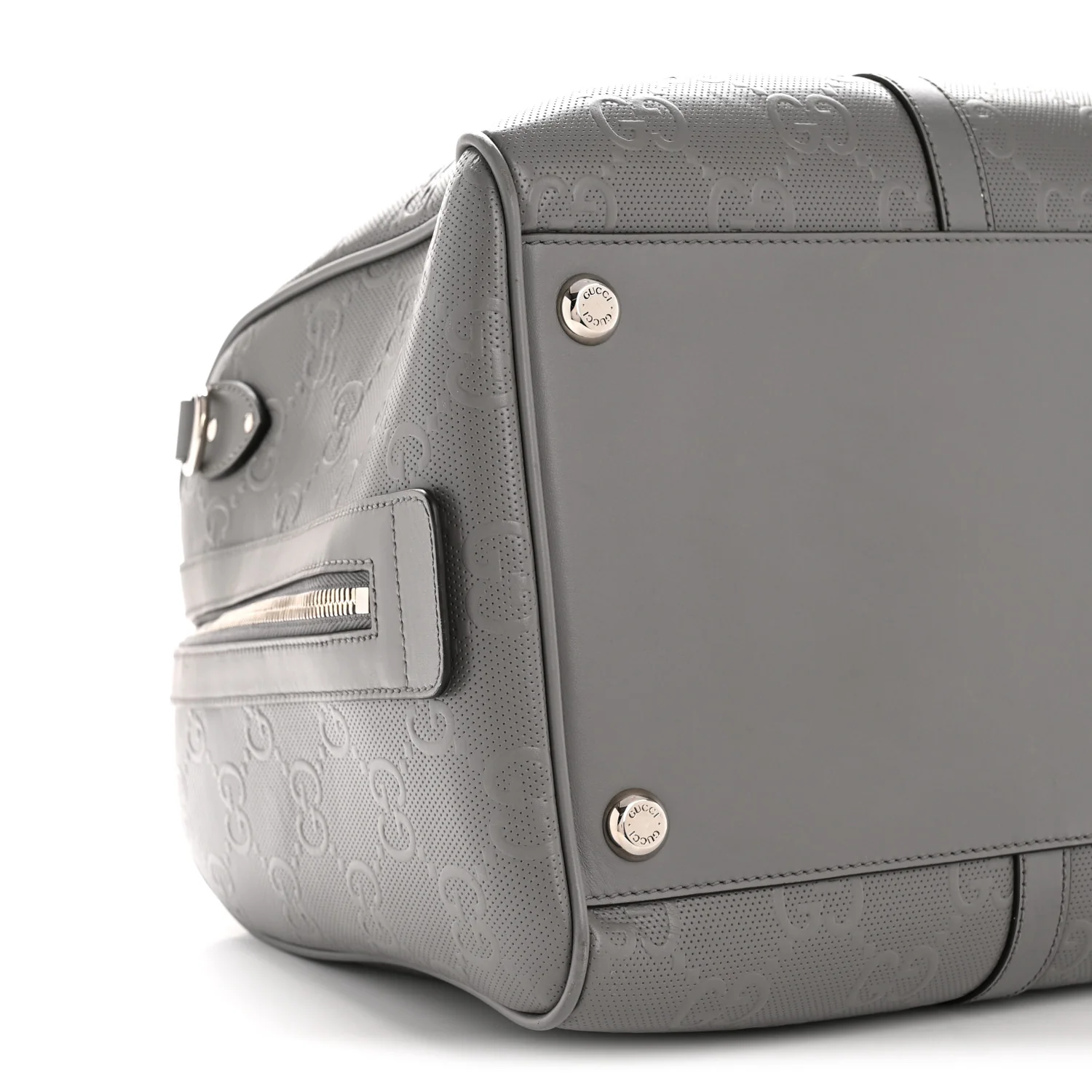 Calfskin GG Tennis Embossed Duffle Bag Grey - Image 6
