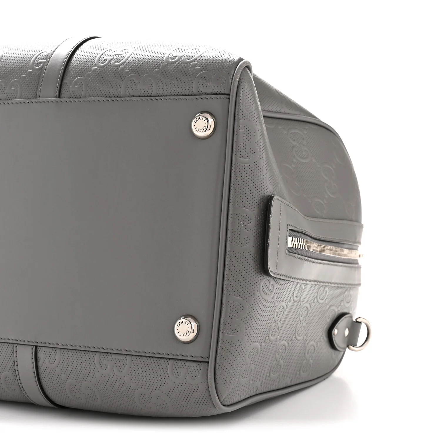 Calfskin GG Tennis Embossed Duffle Bag Grey - Image 7