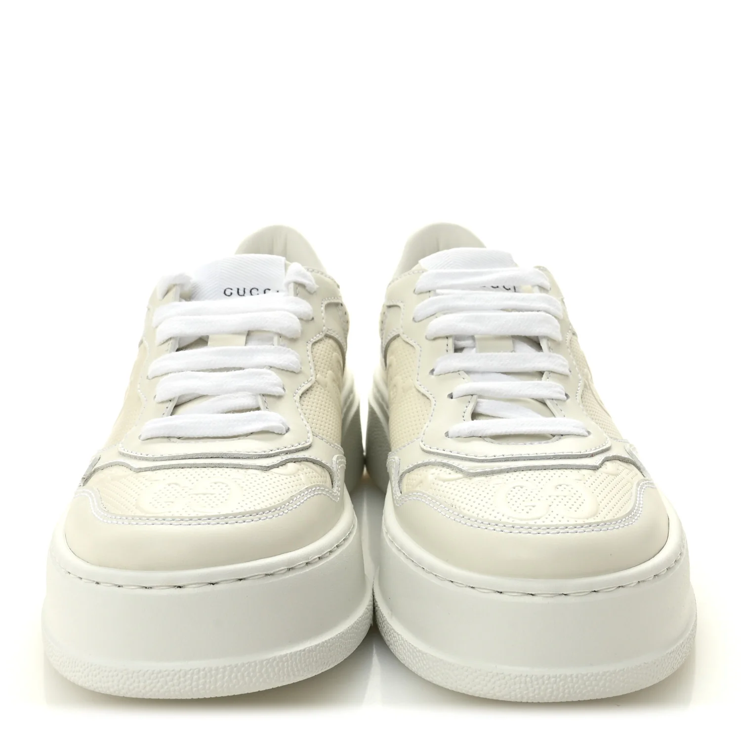 Calfskin GG Tennis Embossed Perforated Womens Platform 55mm Sneakers 35.5 Great White - Image 2