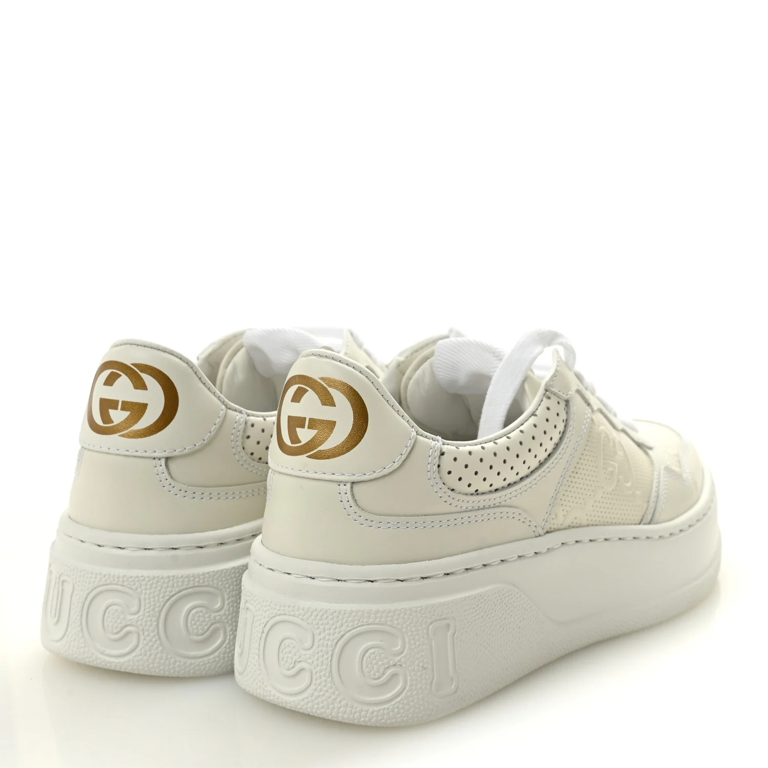 Calfskin GG Tennis Embossed Perforated Womens Platform 55mm Sneakers 35.5 Great White - Image 4