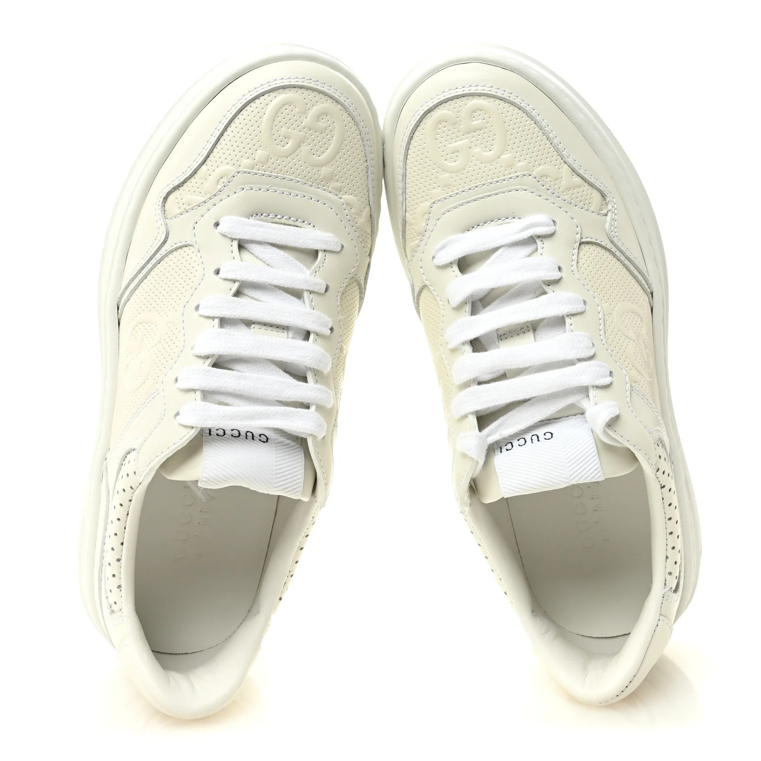 Calfskin GG Tennis Embossed Perforated Womens Platform 55mm Sneakers 35.5 Great White - Image 5