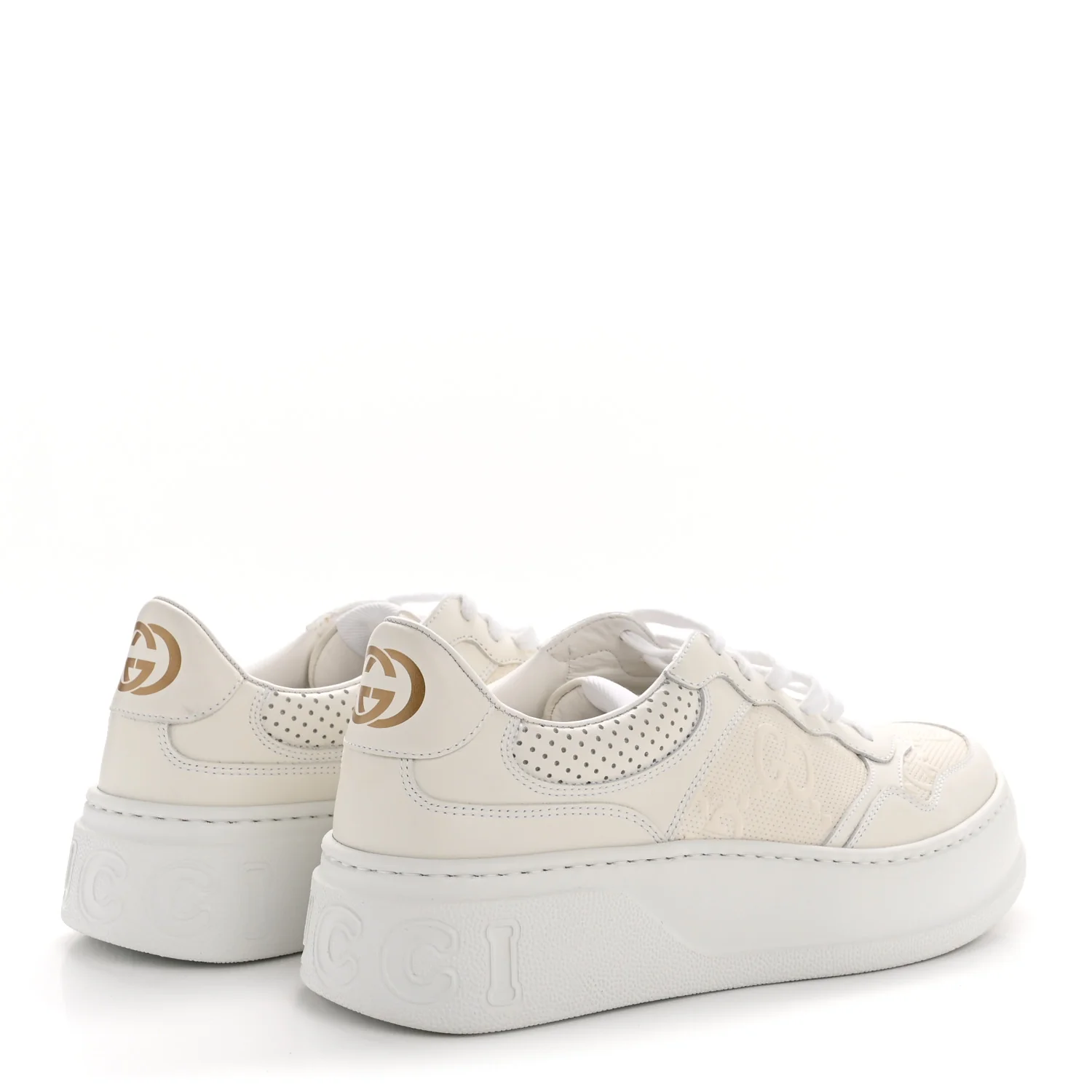 Calfskin GG Tennis Embossed Perforated Womens Platform 55mm Sneakers 40 Great White - Image 5