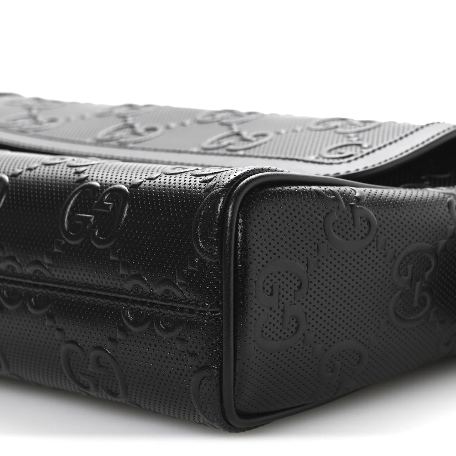 Calfskin GG Tennis Embossed Shoulder Bag Black - Image 10