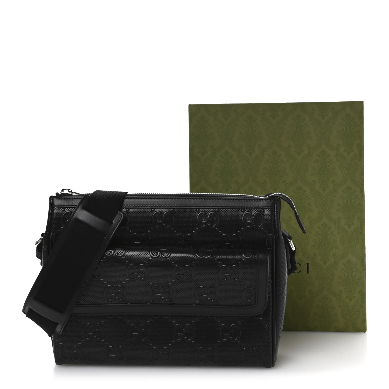 Calfskin GG Tennis Embossed Shoulder Bag Black - Image 11