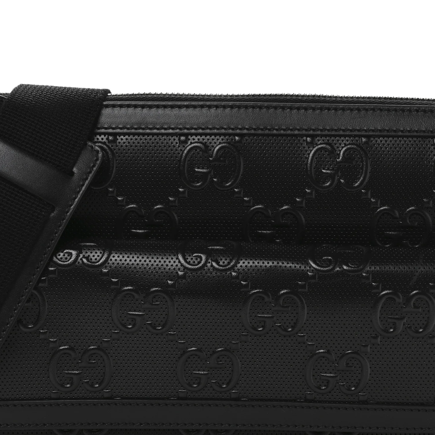 Calfskin GG Tennis Embossed Shoulder Bag Black - Image 8