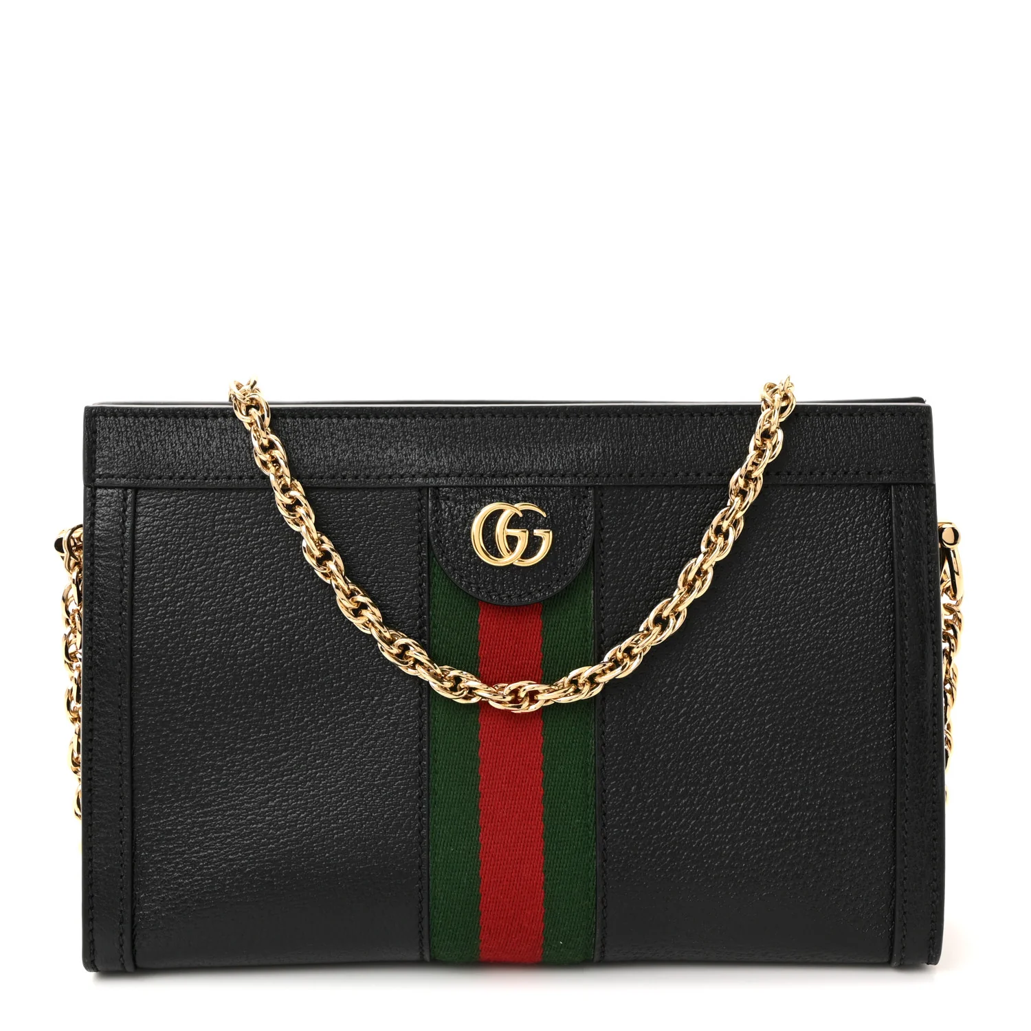 Calfskin GG Web Small Ophidia Chain Shoulder Bag Black