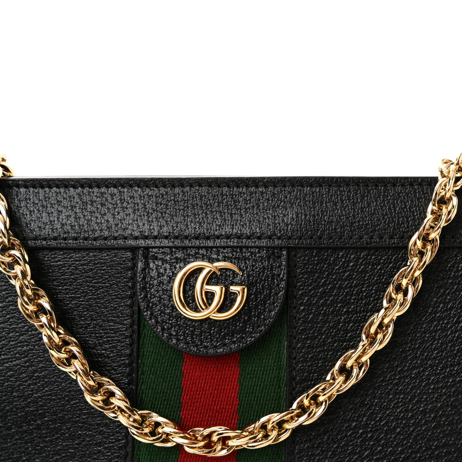 Calfskin GG Web Small Ophidia Chain Shoulder Bag Black - Image 7