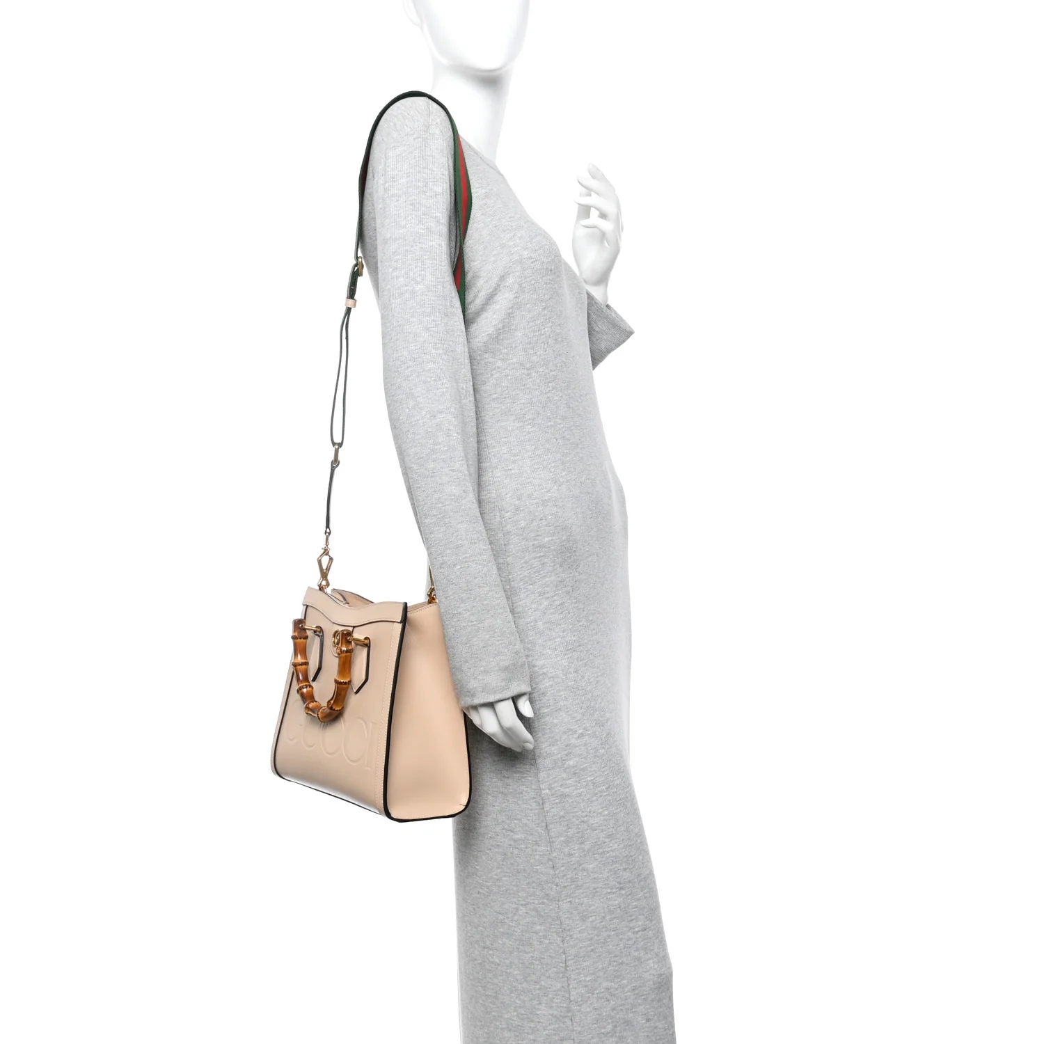 Calfskin Gucci Embossed Small Diana Tote Bag Pink - Image 2