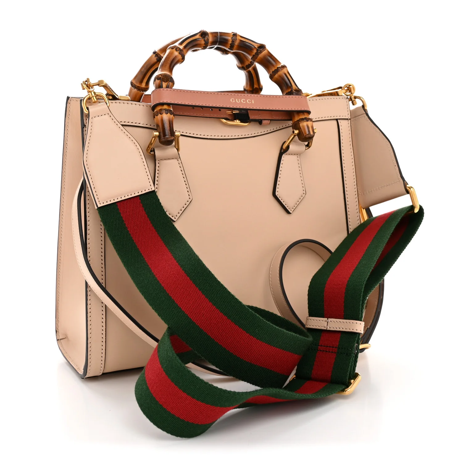 Calfskin Gucci Embossed Small Diana Tote Bag Pink - Image 3