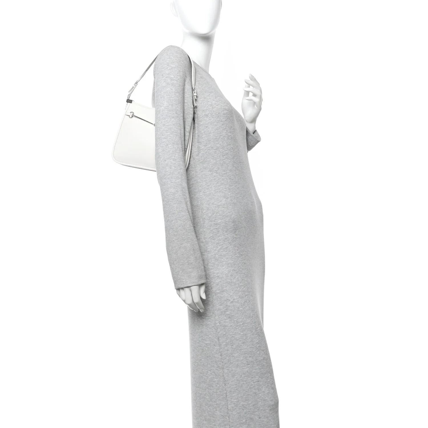 Calfskin Horsebit Slim Shoulder Bag White - Image 2