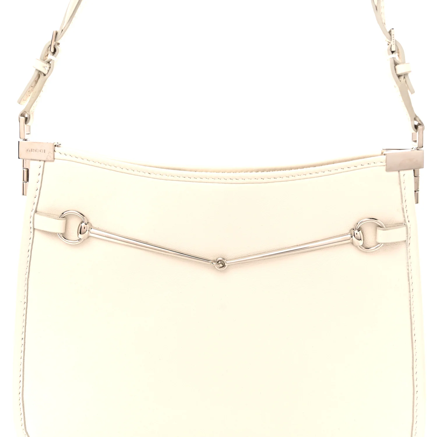 Calfskin Horsebit Slim Shoulder Bag White - Image 8