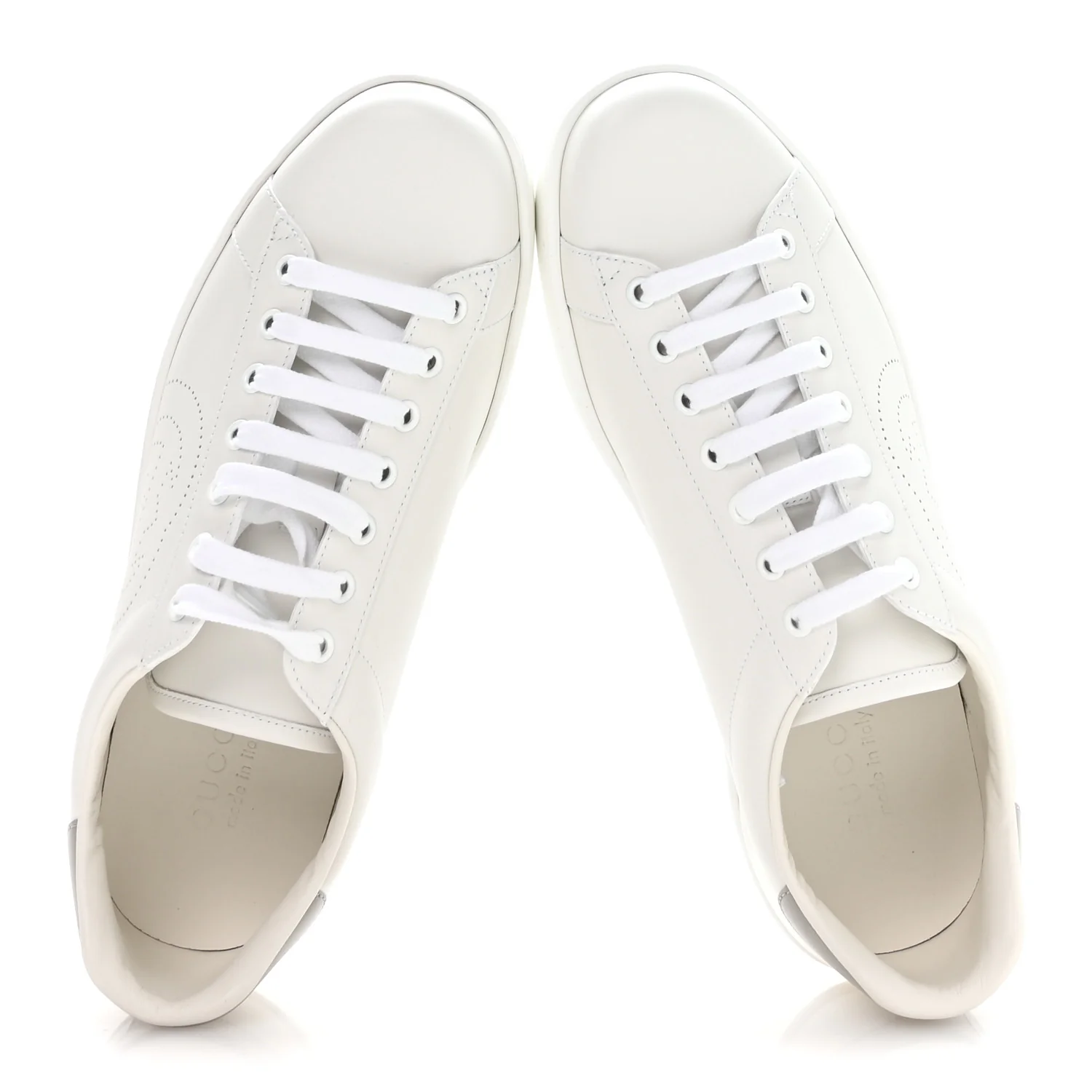 Calfskin Interlocking G Perforated Mens Ace Sneakers 9 White Grey Sky - Image 2