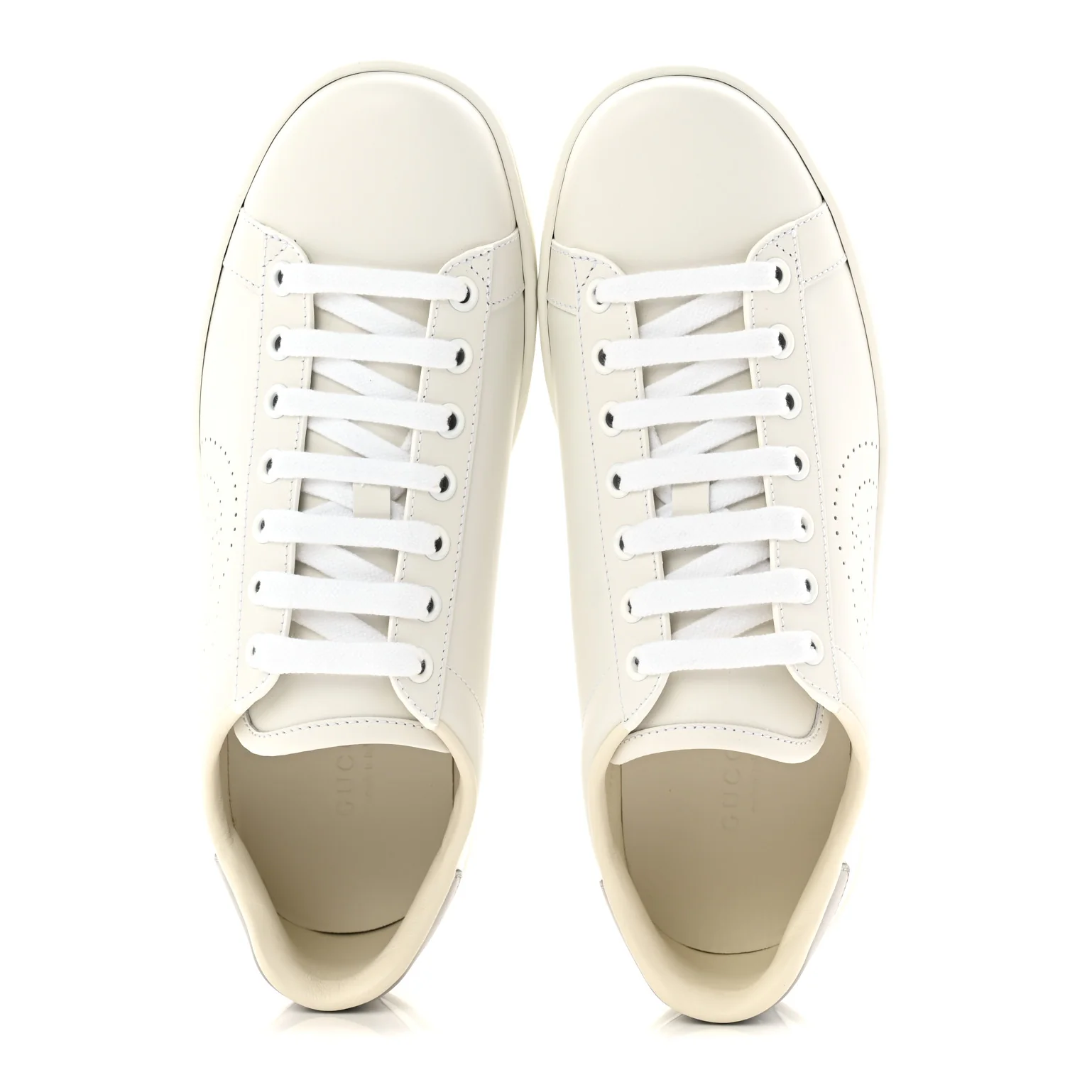 Calfskin Interlocking G Perforated Womens Ace Sneakers 37.5 White Grey Sky - Image 5
