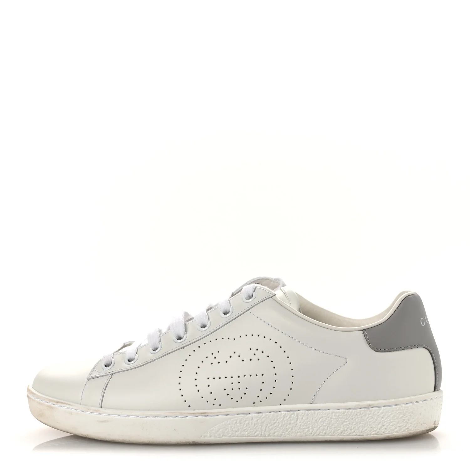 Calfskin Interlocking G Perforated Womens Ace Sneakers 39 White Grey Sky