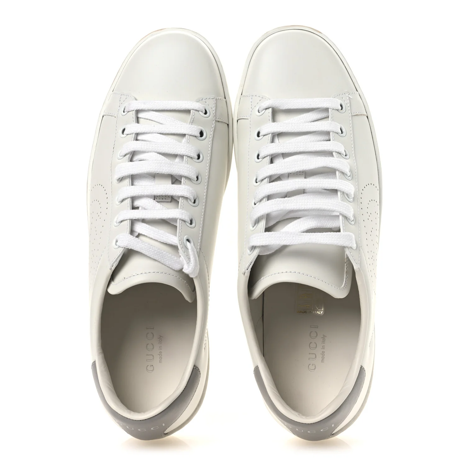 Calfskin Interlocking G Perforated Womens Ace Sneakers 39 White Grey Sky - Image 2