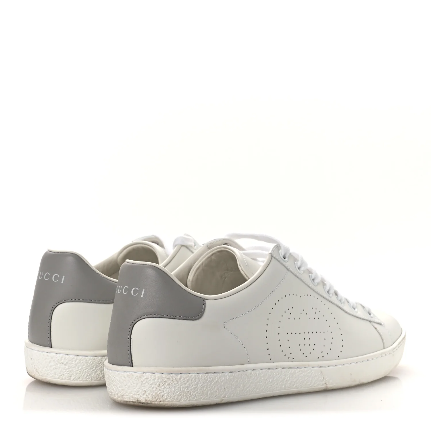 Calfskin Interlocking G Perforated Womens Ace Sneakers 39 White Grey Sky - Image 5