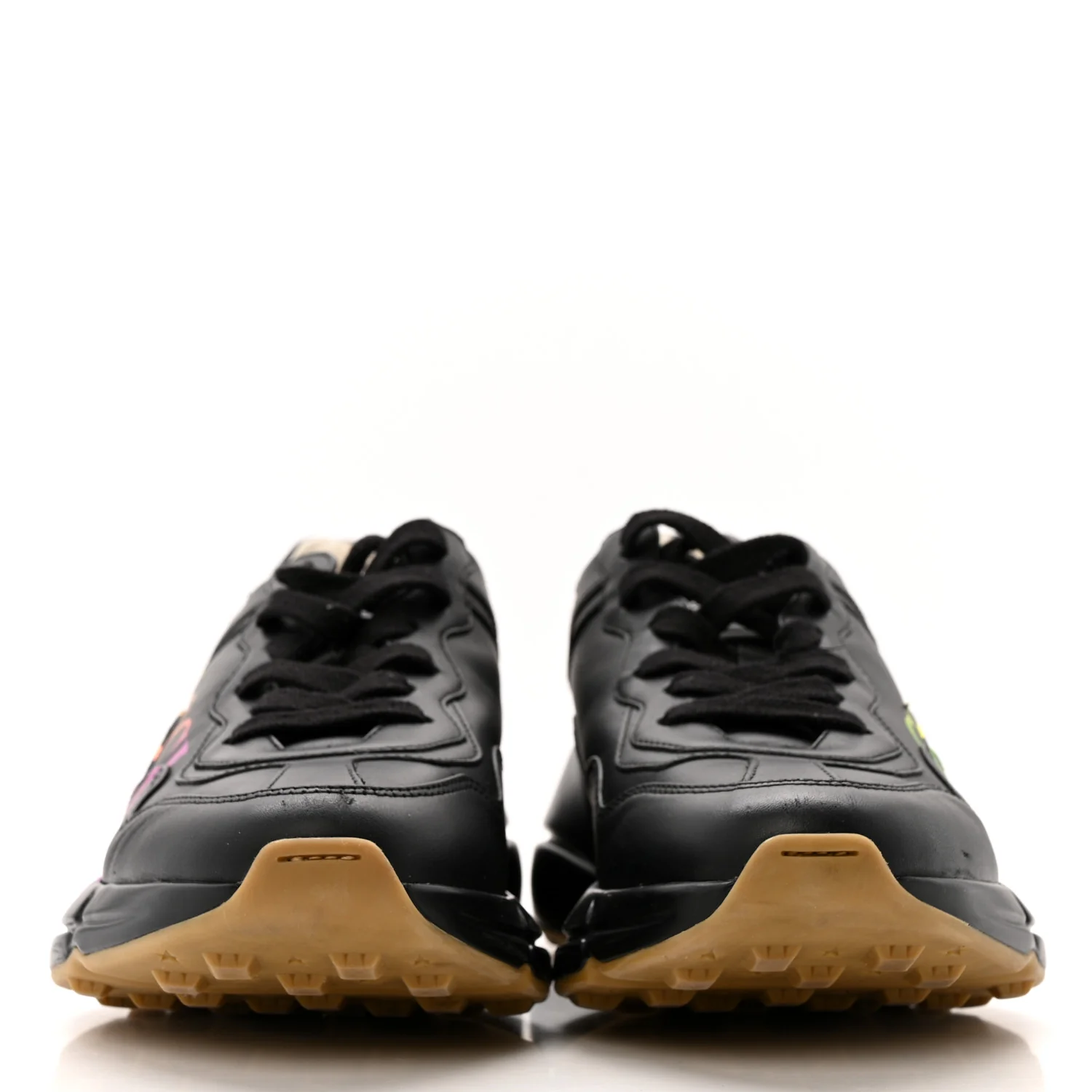Calfskin Iridescent Logo Womens Rhyton Sneakers 37 Black - Image 3
