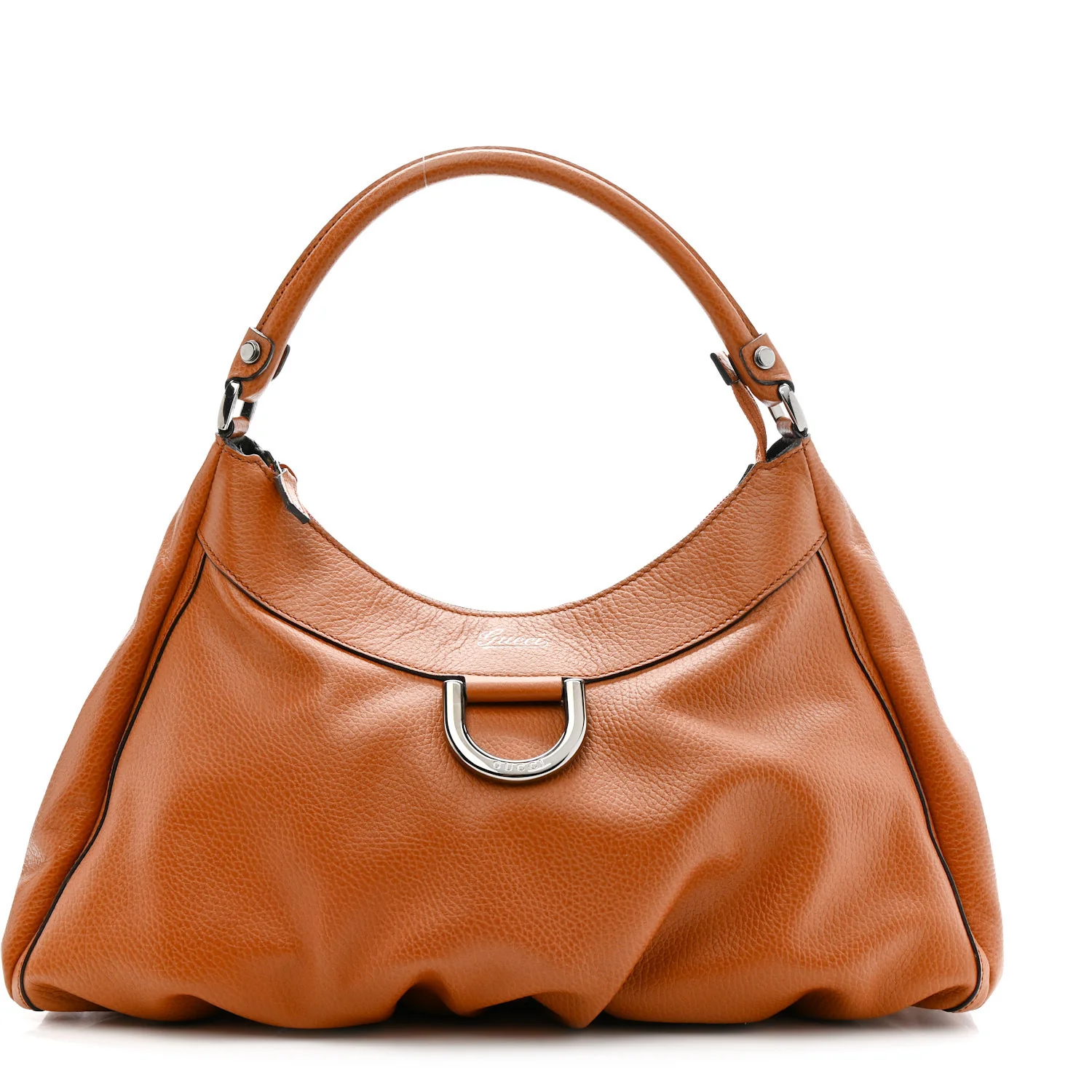 Calfskin Large D Gold Ring Hobo Brown