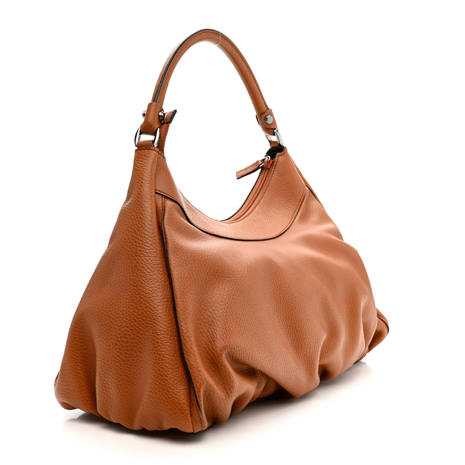 Calfskin Large D Gold Ring Hobo Brown - Image 3