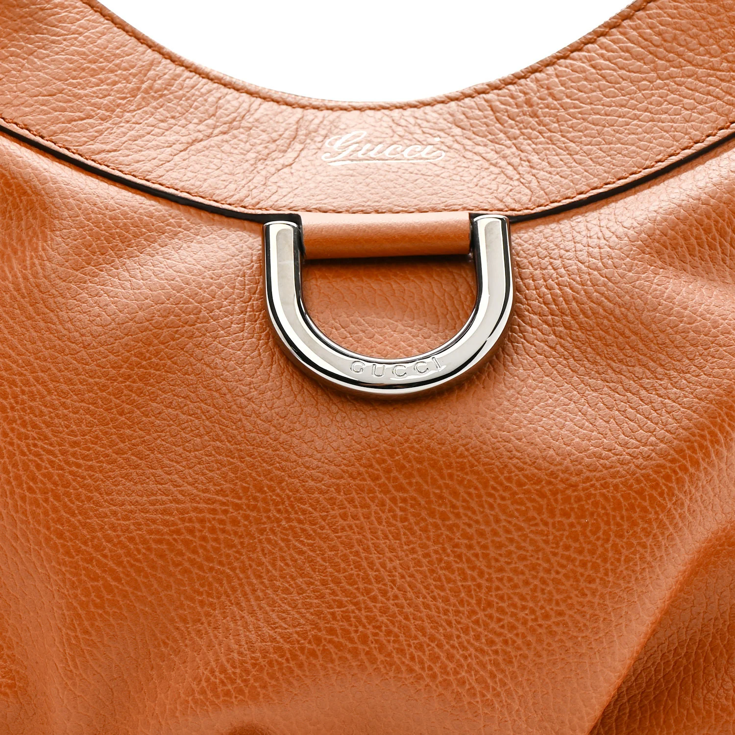 Calfskin Large D Gold Ring Hobo Brown - Image 8