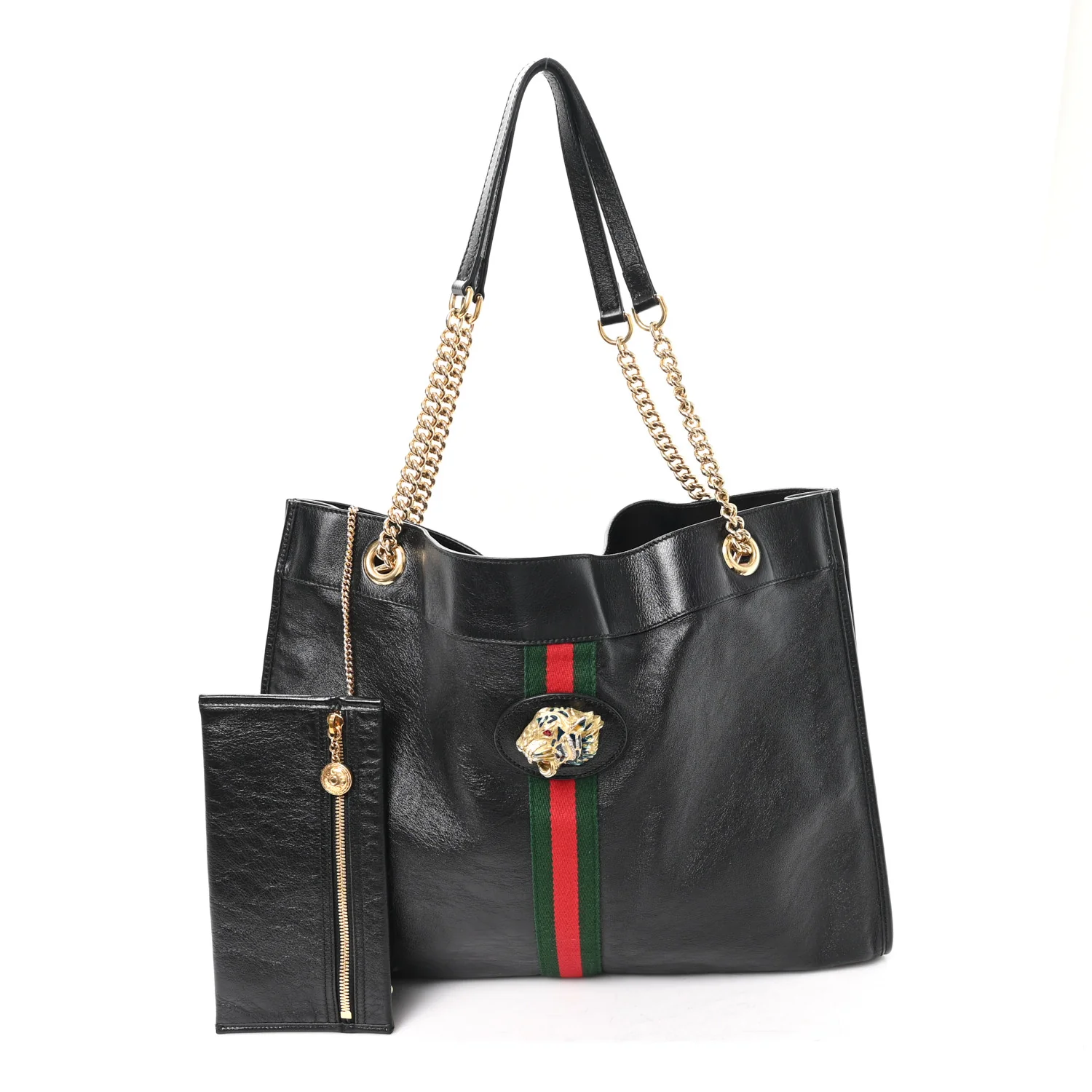 Calfskin Large Rajah Chain Tote Black - Image 4
