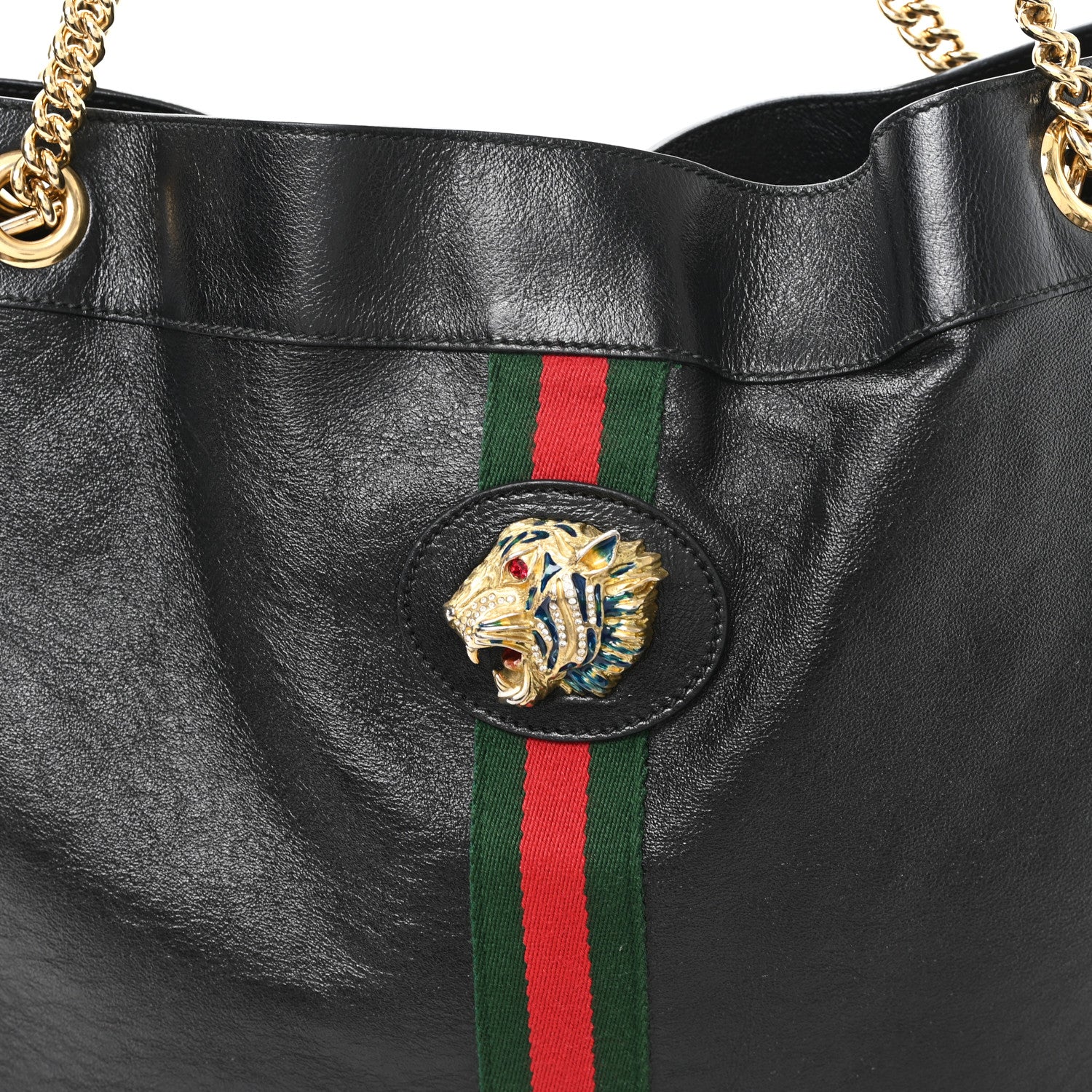 Calfskin Large Rajah Chain Tote Black - Image 9