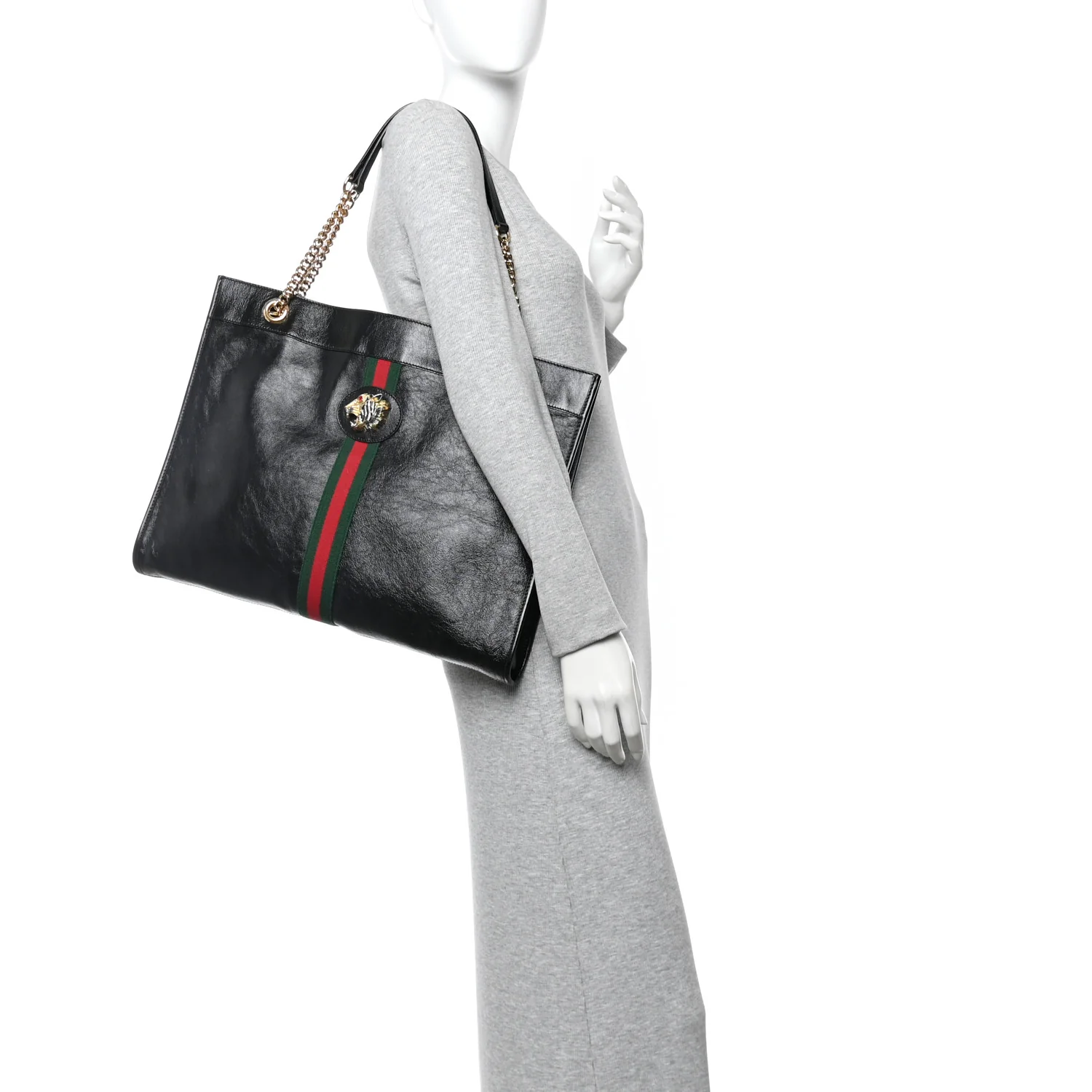 Calfskin Large Rajah Chain Tote Black - Image 2