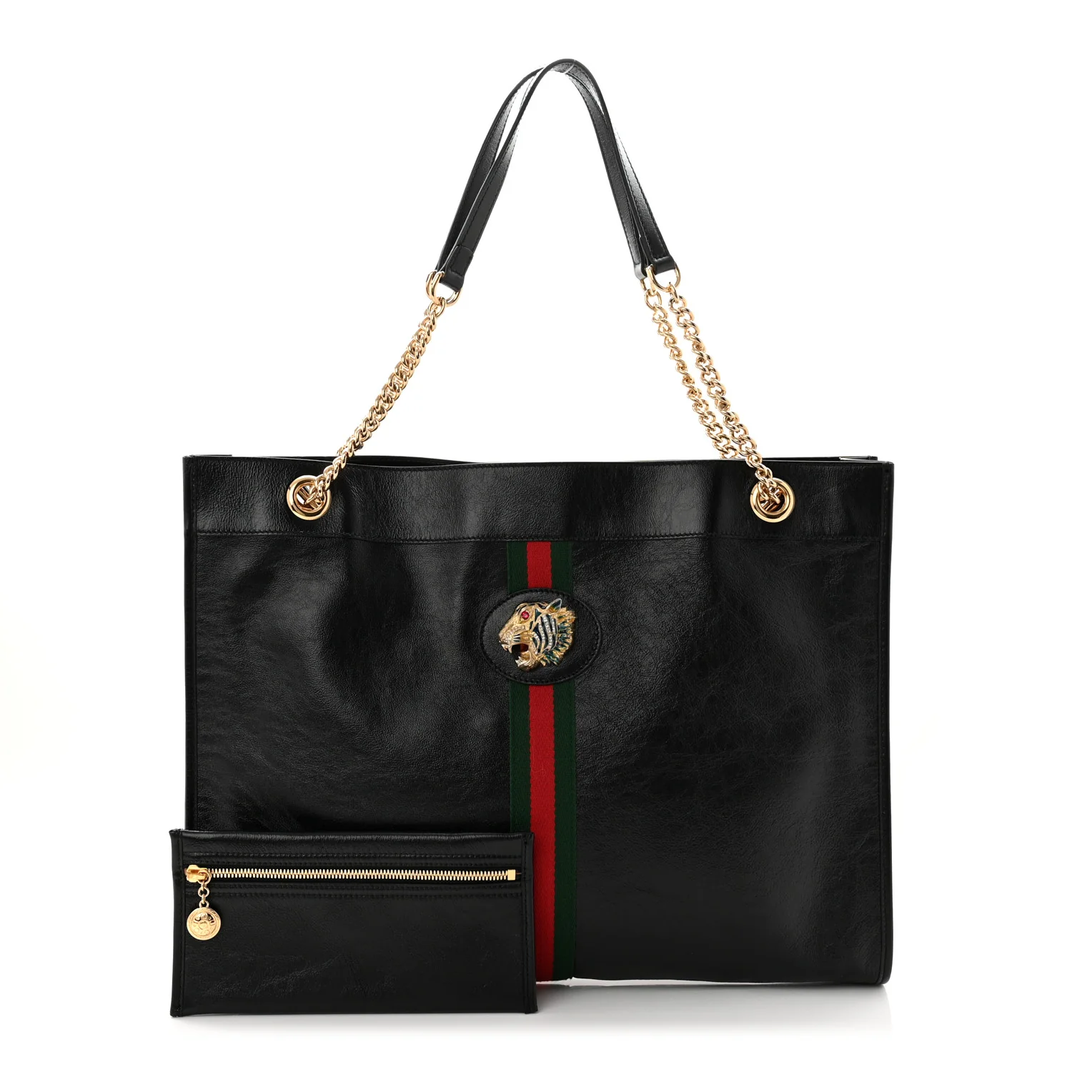 Calfskin Large Rajah Chain Tote Black - Image 3