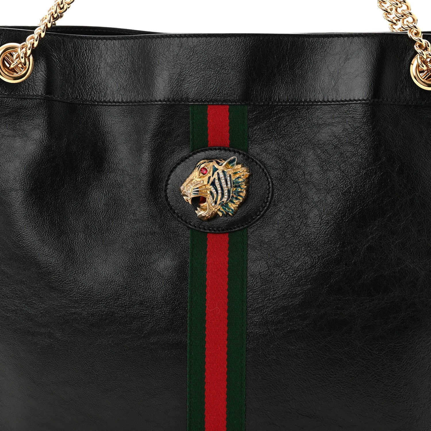 Calfskin Large Rajah Chain Tote Black - Image 9