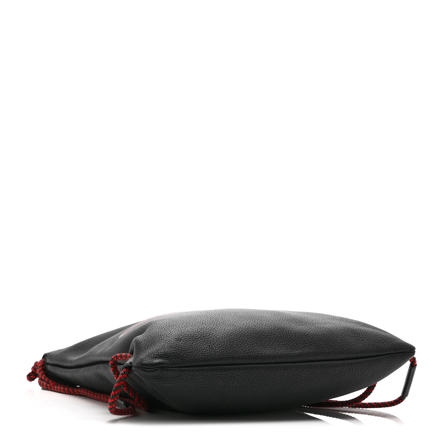 Calfskin Logo Drawstring Backpack Black - Image 5