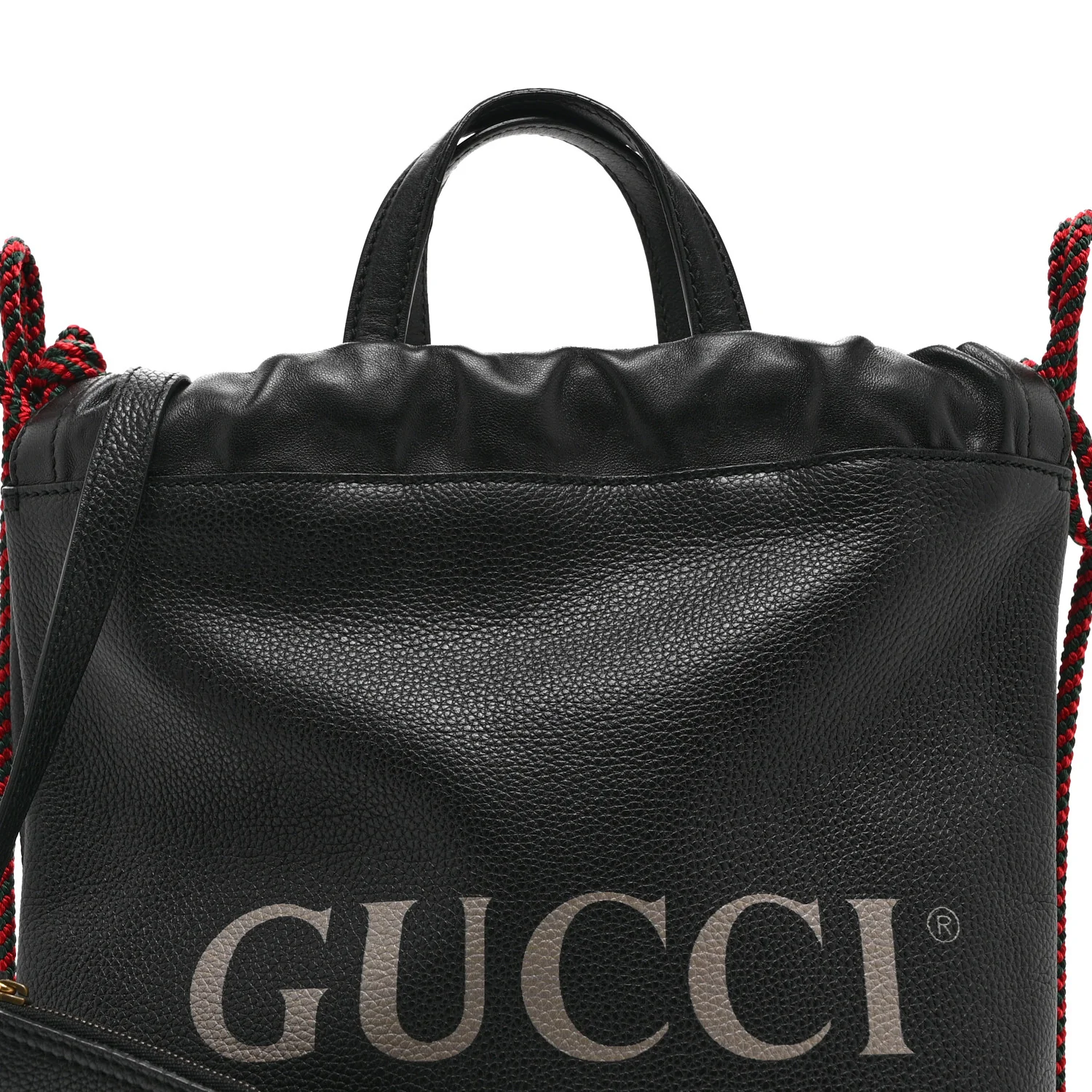 Calfskin Logo Drawstring Backpack Black - Image 9