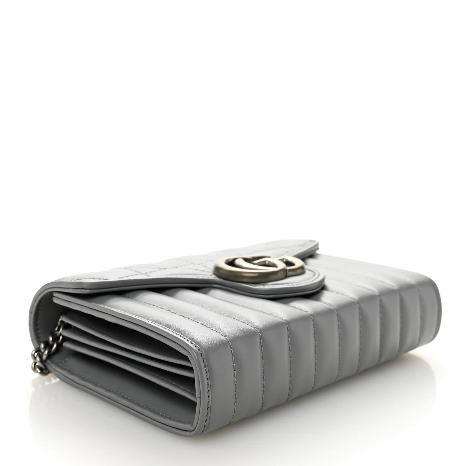 Calfskin Matelasse Aria GG Marmont Chain Wallet Deep Grey - Image 4