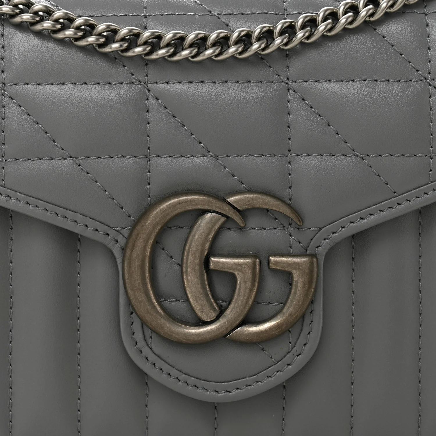 Calfskin Matelasse Aria GG Marmont Chain Wallet Deep Grey - Image 8