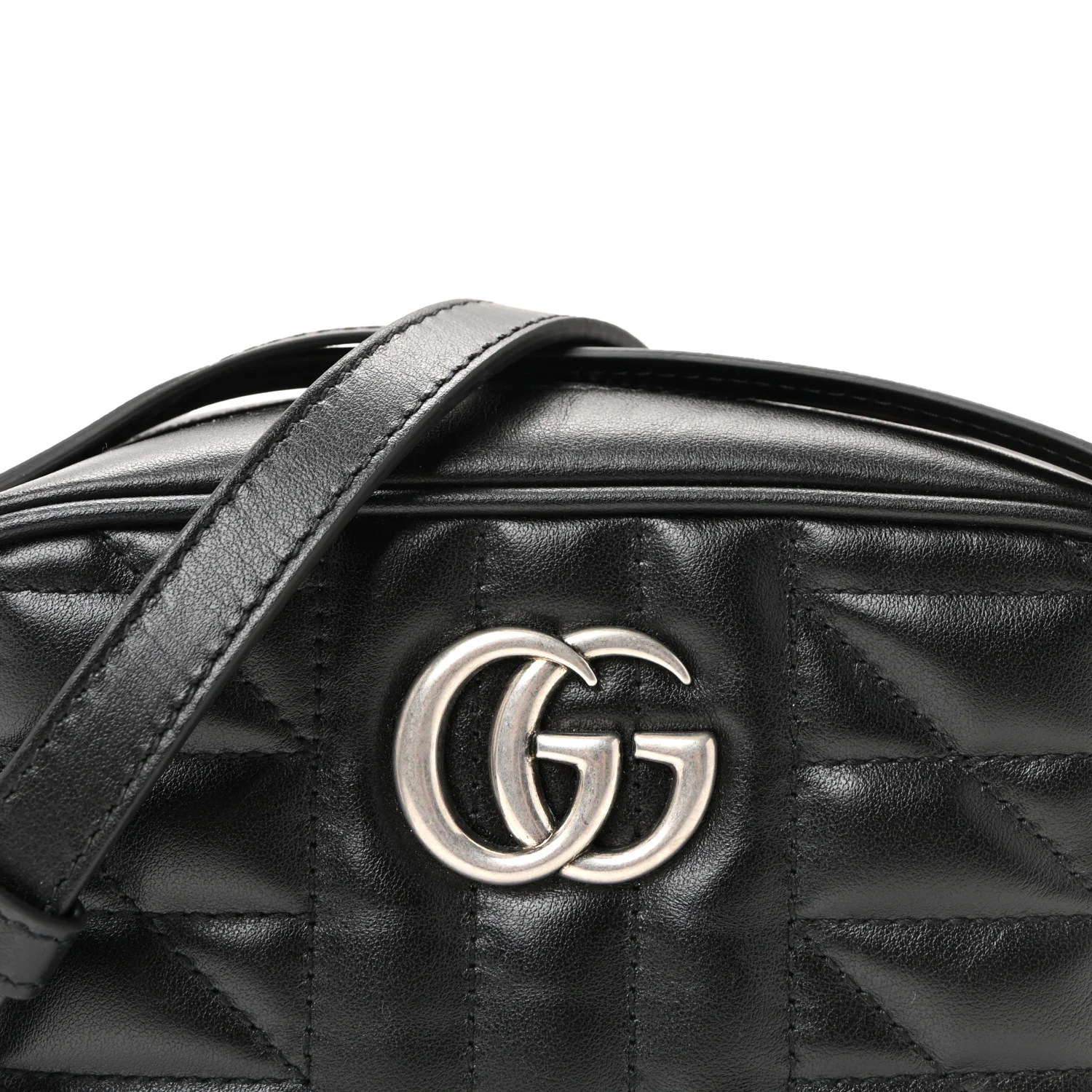 Calfskin Matelasse Aria Mini GG Marmont Chain Shoulder Bag Black - Image 8