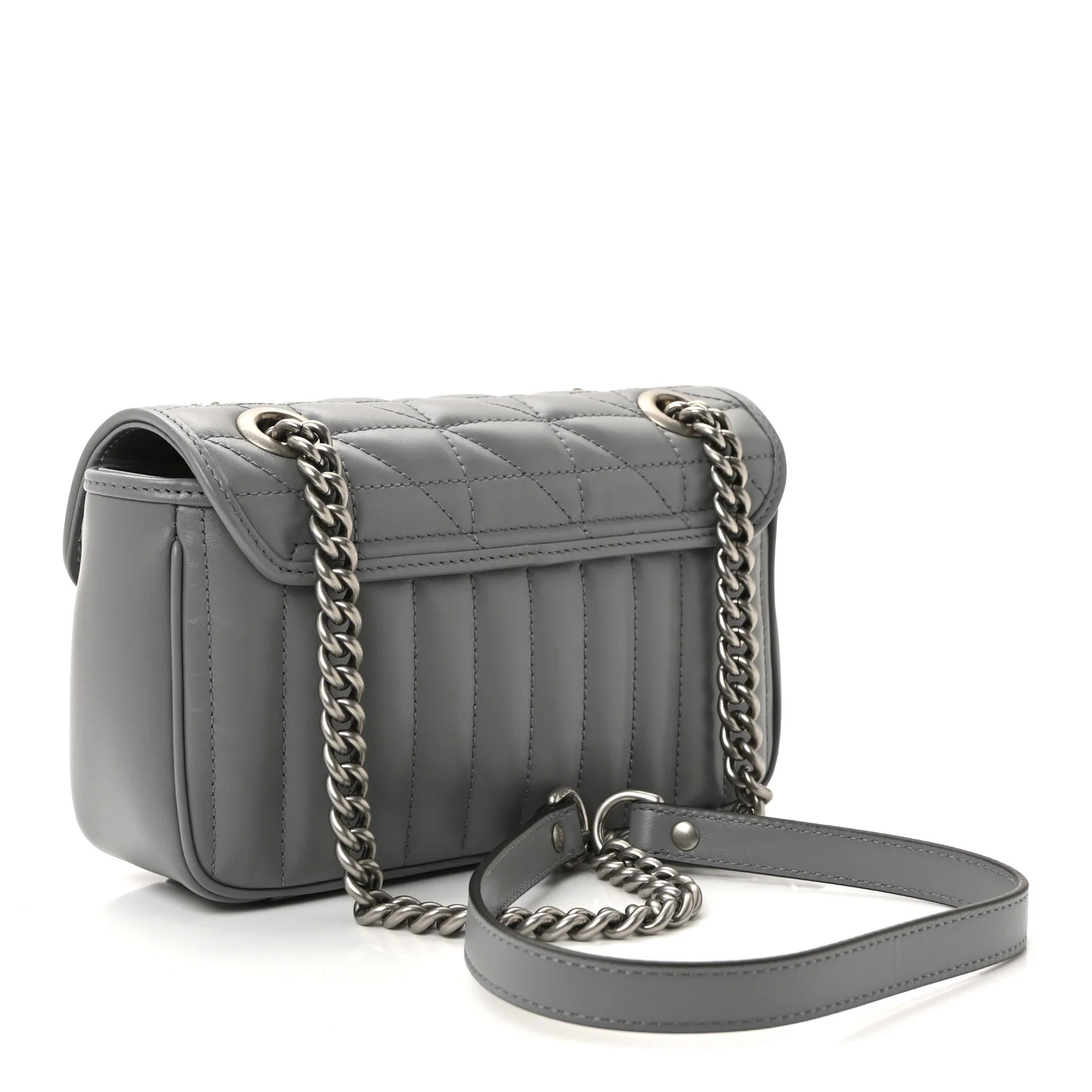 Calfskin Matelasse Aria Mini GG Marmont Shoulder Bag Deep Grey - Image 3