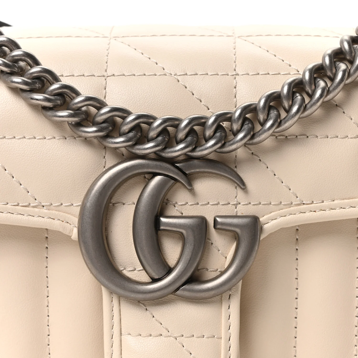 Calfskin Matelasse Aria Mini GG Marmont Shoulder Bag Mystic White - Image 7